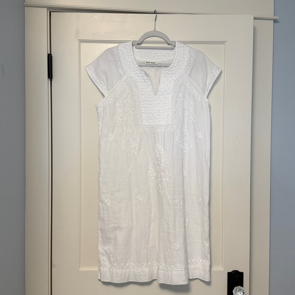 Roller Rabbit, White, Embroidered Tunic Dress/Coverup, Size M